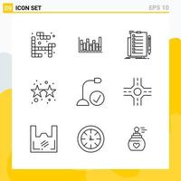 Collection of 9 Universal Line Icons Icon Set for Web and Mobile Creative Black Icon vector background