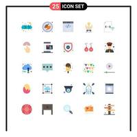 Mobile Interface Flat Color Set of 25 Pictograms of develop hands coding share ideas Editable Vector Design Elements