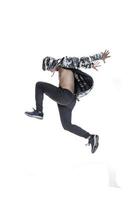 male model doing break dance routine. isolated on white background photo