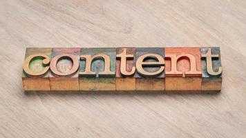 content word in letterpress wood type photo