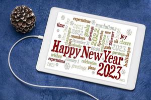 Happy New Year 2023 word cloud photo