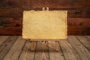 small easel sign with handmade yellow paper photo
