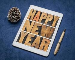 happy new year typography greeting card photo