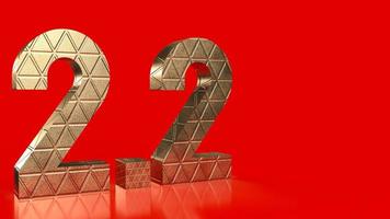 The gold number 2.2 on red background  for sale or promotion concept 3d rendering photo