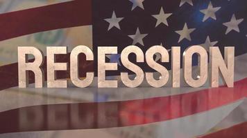 The recession text on Usa flag for business concept 3d rendering photo