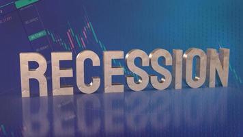 The recession text on chart for business concept 3d rendering photo