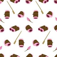Seamless pattern with sakura mochi Kanto style vector illustration