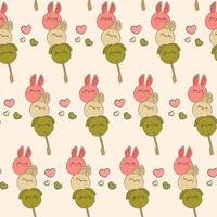 Seamless pattern with kawaii dango characters vector illustration