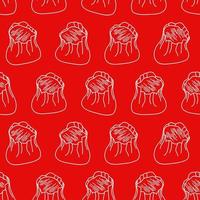 Seamless pattern with shumai doodle dumplings vector illustration