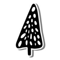 Christmas Tree on white silhouette and gray shadow. Vector illustration for decoration or any design.