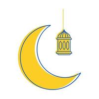 luna creciente y linterna decoración islámica vector
