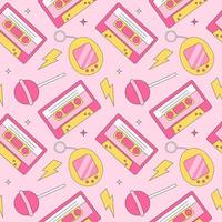 Seamless pattern in trendy retro y2k style. vector