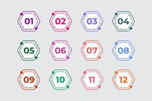 Bullet Points Numbers from One to Twelve vector