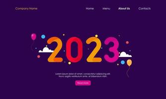 Happy New Year 2023 Celebration Landing Page vector