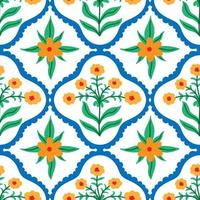 Damask floral moroccan vector seamless pattern. Bright multicolored texture.