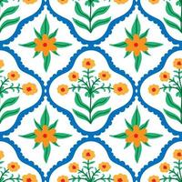 Damask floral moroccan vector seamless pattern. Bright multicolored texture.