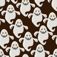 Funny happy ghost vector seamless pattern. Childish spooky boo background for kids. Magic scary spirit. Cartoon vector texture of comic phantom