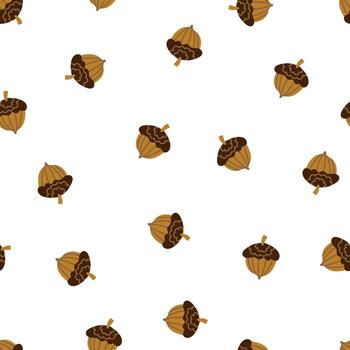 patrón transparente de vector de bellota. textura de nuez de roble.