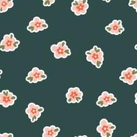 Hand drawn naive daisy loose flowers with leaves vector seamless pattern. Blotched retro floral texture for textile, print, fabric, wrap, paper.