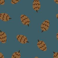 Pine cone vector seamless pattern. Forest children's texture.