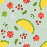 Vegan bean mexican fastfood taco seamless pattern. vector