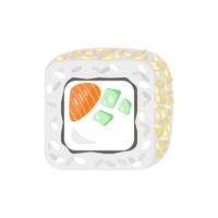 alaska sushi roll with sesame seeds on isolated background vector