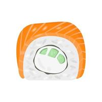 rollo de sushi filadelfia con salmón y queso crema en ilustración vectorial aislada vector