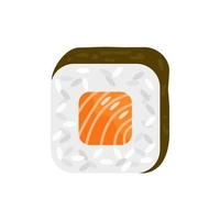 rollo de sushi con salmón sobre fondo aislado vector