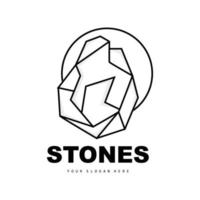 logotipo de piedra, piedra vectorial moderna con estilo de línea geométrica, diseño para decoración estética, producto moderno de marca, icono simple línea de geometría estética abstracta vector