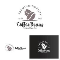 diseño de logotipo de bebida de grano de café en ilustración de vector de color marrón