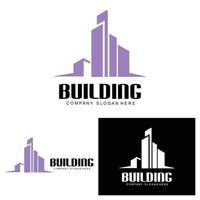 logotipo de diseño de viviendas, logotipo de construcción, propiedad e icono de la empresa constructora vector