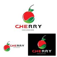 Cherry Fruit logo, Red Colored plant vector illustration, Fruit Shop Design, Company, Sticker, Product Brand