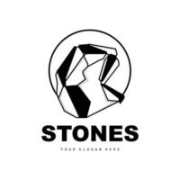 logotipo de piedra, piedra vectorial moderna con estilo de línea geométrica, diseño para decoración estética, producto moderno de marca, icono simple línea de geometría estética abstracta vector