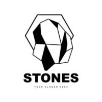 logotipo de piedra, piedra vectorial moderna con estilo de línea geométrica, diseño para decoración estética, producto moderno de marca, icono simple línea de geometría estética abstracta vector