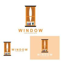 Home Window Logo, Home Interior icon design vector