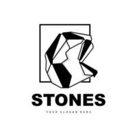 logotipo de piedra, piedra vectorial moderna con estilo de línea geométrica, diseño para decoración estética, producto moderno de marca, icono simple línea de geometría estética abstracta vector