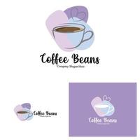 diseño de logotipo de bebida de grano de café en ilustración de vector de color marrón