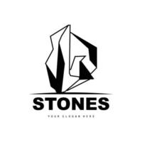 logotipo de piedra, piedra vectorial moderna con estilo de línea geométrica, diseño para decoración estética, producto moderno de marca, icono simple línea de geometría estética abstracta vector