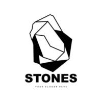 logotipo de piedra, piedra vectorial moderna con estilo de línea geométrica, diseño para decoración estética, producto moderno de marca, icono simple línea de geometría estética abstracta vector