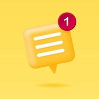 3D chat bubble vector illustration with inbox notification. Suitable for design element of chating app and new incoming message inbox alert.