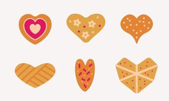 Xmas cookies flat icon set. Handmade biscuits, Christmas cake, gingerbread bakery. Vector illustration
