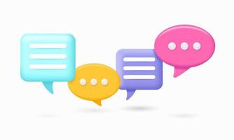 3D colorful chat bubble vector illustration. Perfect for design element of social media discussion and group dialogue. 3D speech bubble element.