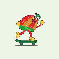 Mascot christmas cartoon character vector design. illustration character climb up the skateboard