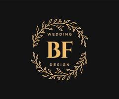 colección de logotipos de monograma de boda con letras iniciales bf, plantillas florales y minimalistas modernas dibujadas a mano para tarjetas de invitación, guardar la fecha, identidad elegante para restaurante, boutique, café en vector