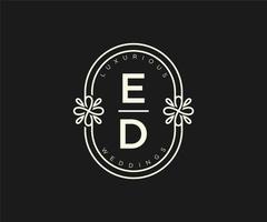 ED Initials letter Wedding monogram logos template, hand drawn modern minimalistic and floral templates for Invitation cards, Save the Date, elegant identity. vector