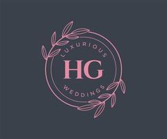 HG Initials letter Wedding monogram logos template, hand drawn modern minimalistic and floral templates for Invitation cards, Save the Date, elegant identity. vector
