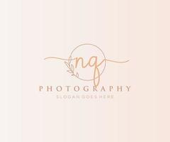 Initial NQ feminine logo. Usable for Nature, Salon, Spa, Cosmetic and Beauty Logos. Flat Vector Logo Design Template Element.