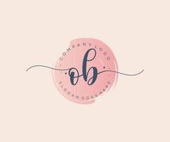 Initial OB feminine logo. Usable for Nature, Salon, Spa, Cosmetic and Beauty Logos. Flat Vector Logo Design Template Element.