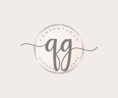 logotipo femenino qg inicial. utilizable para logotipos de naturaleza, salón, spa, cosmética y belleza. elemento de plantilla de diseño de logotipo de vector plano.
