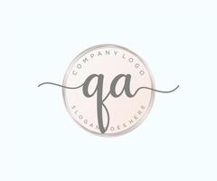 Initial QA feminine logo. Usable for Nature, Salon, Spa, Cosmetic and Beauty Logos. Flat Vector Logo Design Template Element.